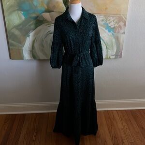 Sunny Girl animal print teal and black shirt dress size 8 with belt